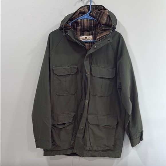 Woolrich Green Military Field Jacket with Hood Size M EUC